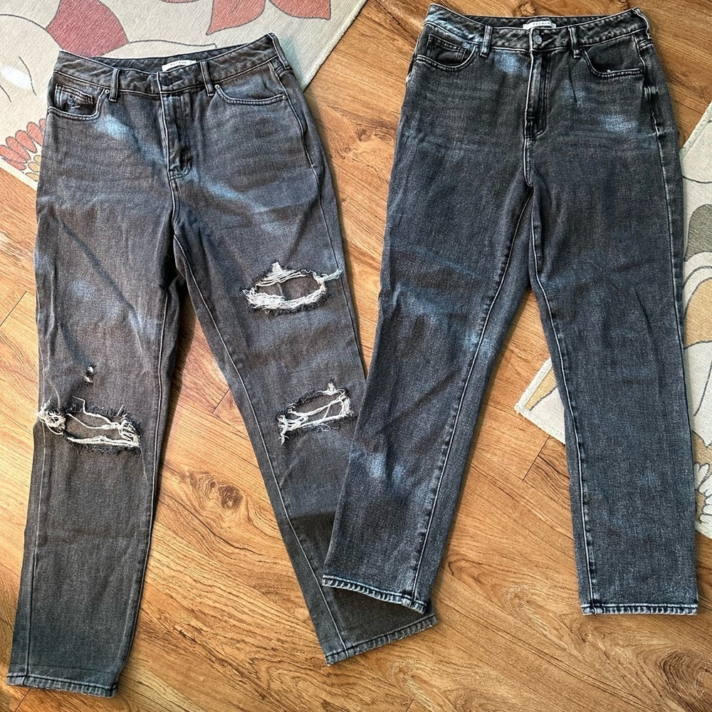 Lot of 2 Preloved PacSun Distressed Black Mom Jeans. Size 28.